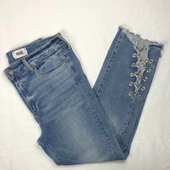 Paige Hoxton Olympic Chains Raw Hem Jeans - Picture 1 of 16